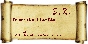 Dianiska Kleofás névjegykártya